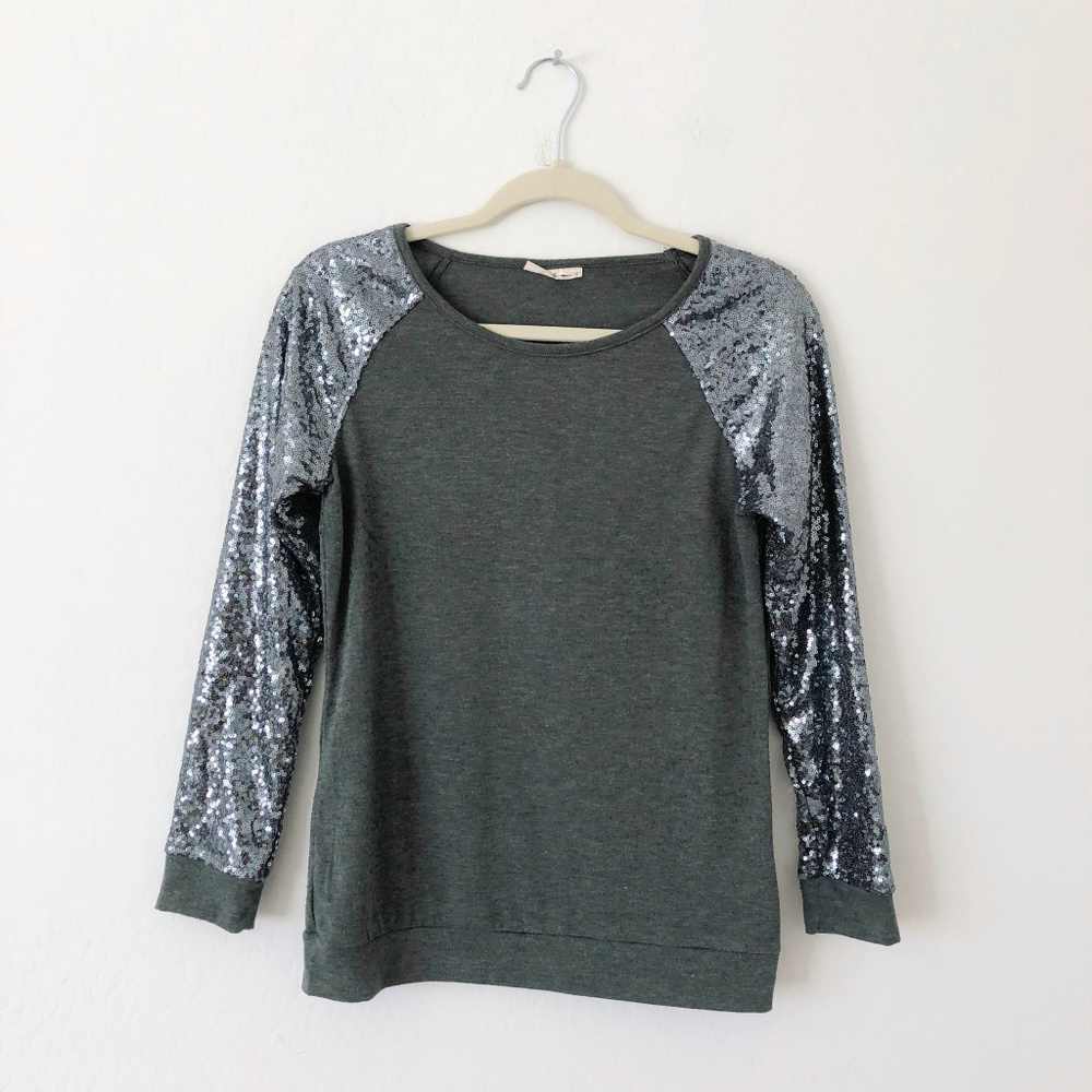 Cheeky's Green Sequin Sleeve Sweater
